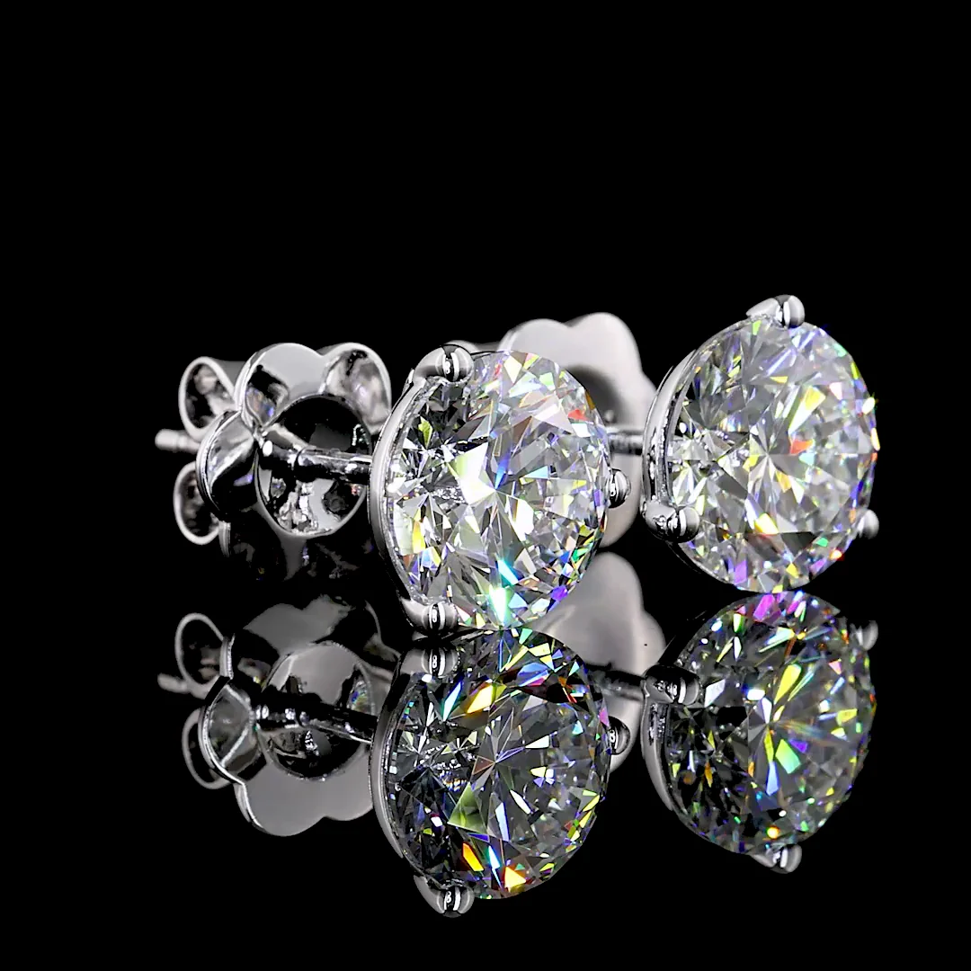 3.08 Cts 14k White Gold Round Shape Martini Earring