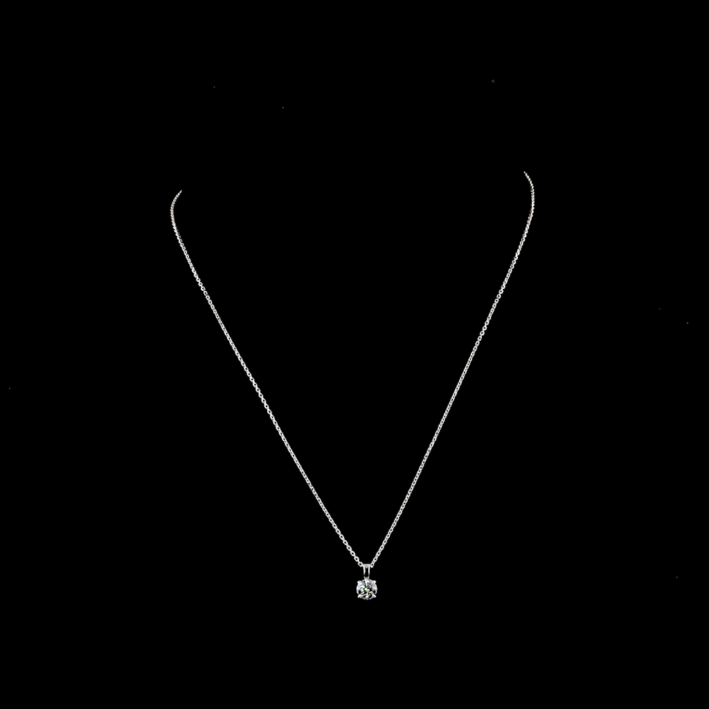 0.52 Cts 14k White Gold Round Shape Solitaire Pendant