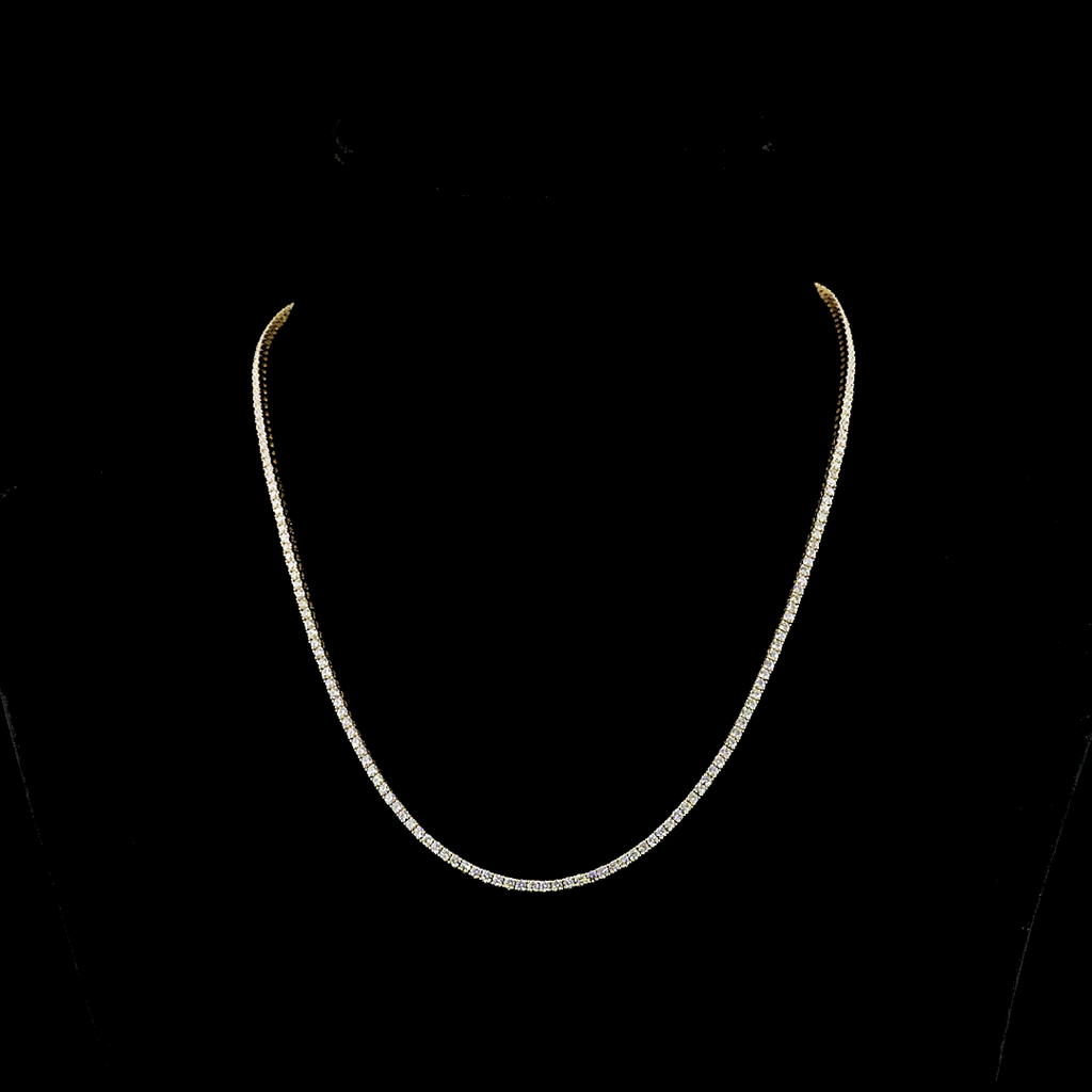 4.98 Cts 14k Yellow Gold Round Shape Tennis Necklace