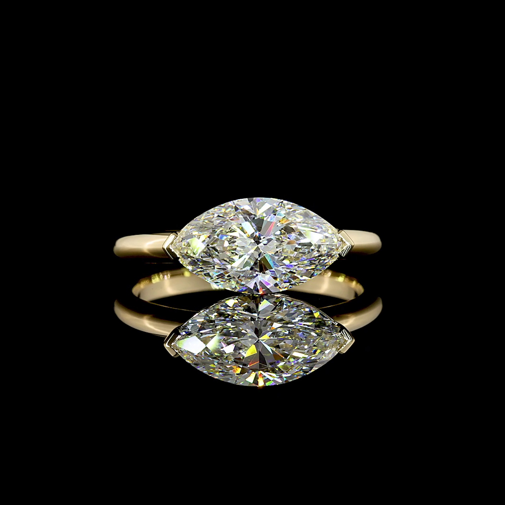 2.08 Cts 14k Yellow Gold Marquise Shape Solitaire Ring