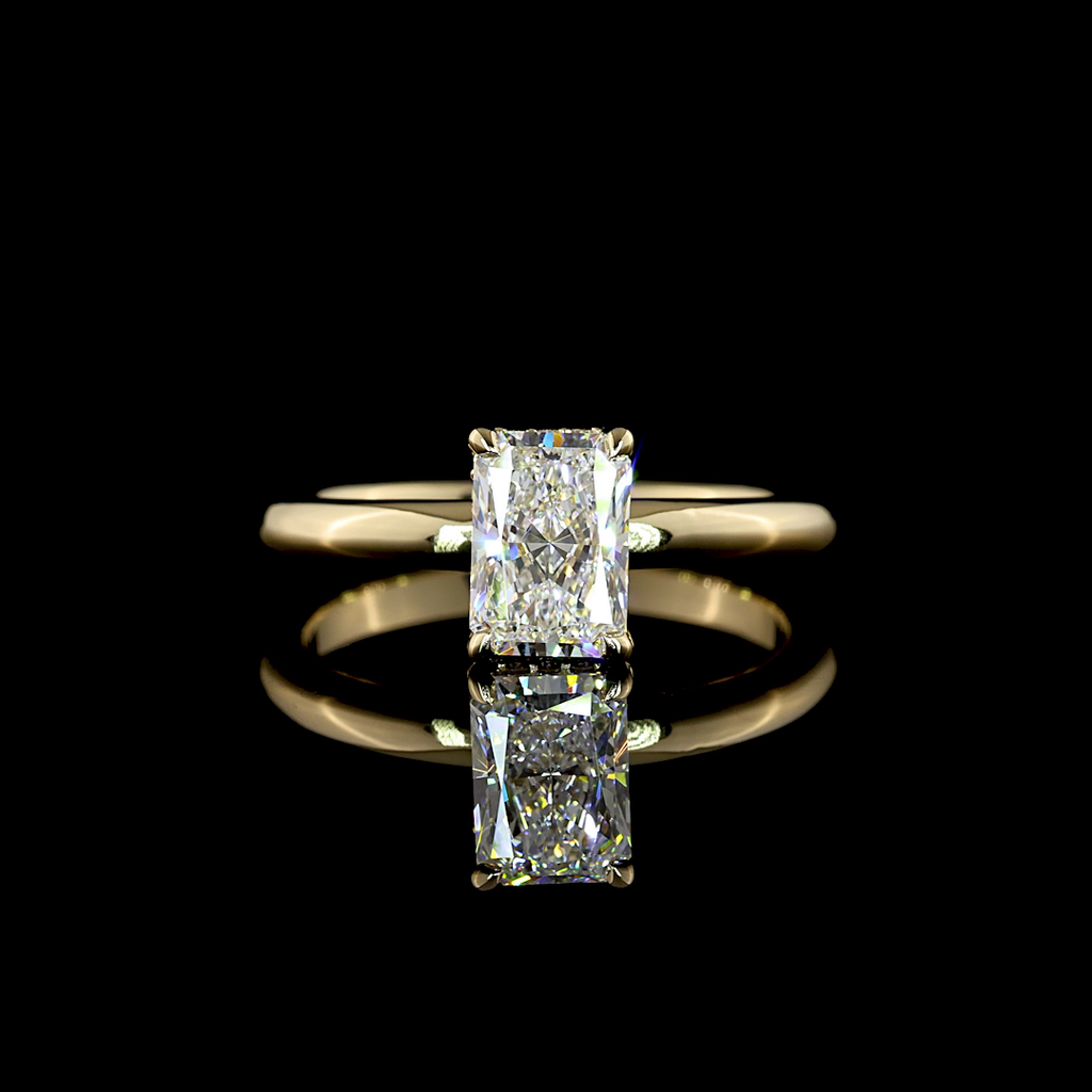 1.11 Cts 14k Yellow Gold Radiant Shape Hidden Halo Ring
