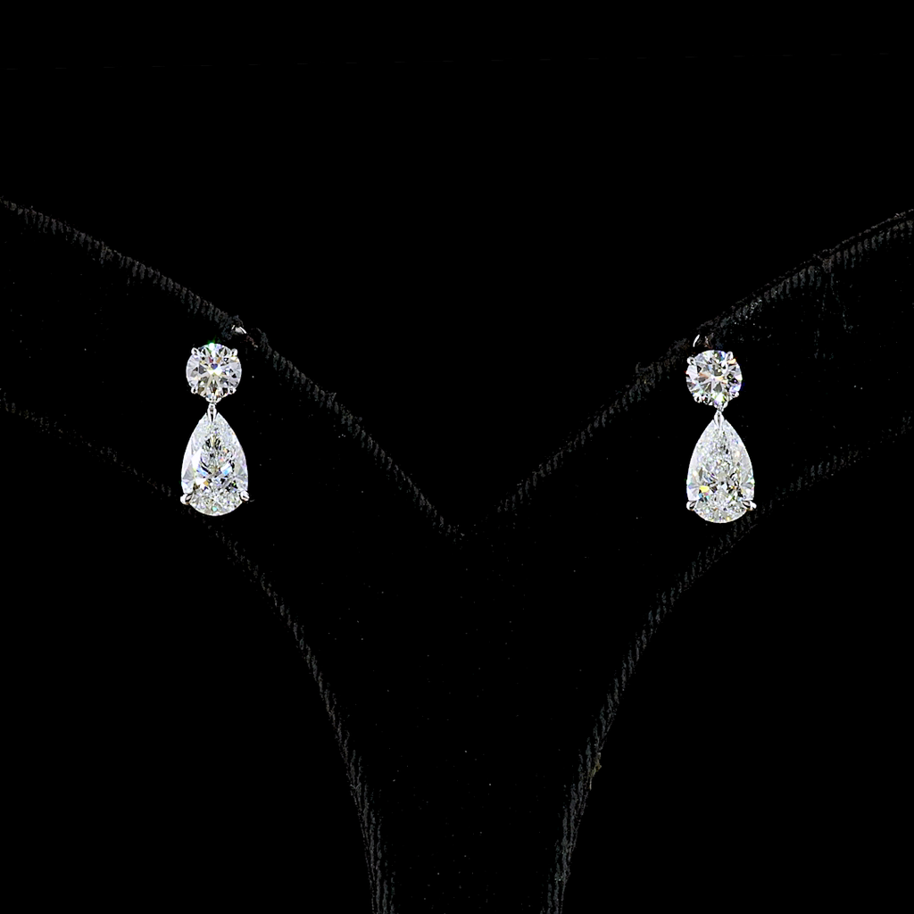 3.03 Cts 14k White Gold Round Shape Hanging Earring