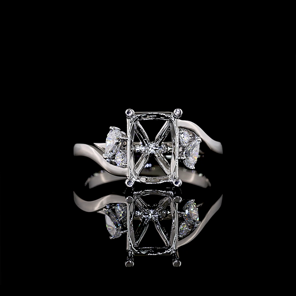 0.24 Cts Platinum Pear Shape Hidden Halo Ring