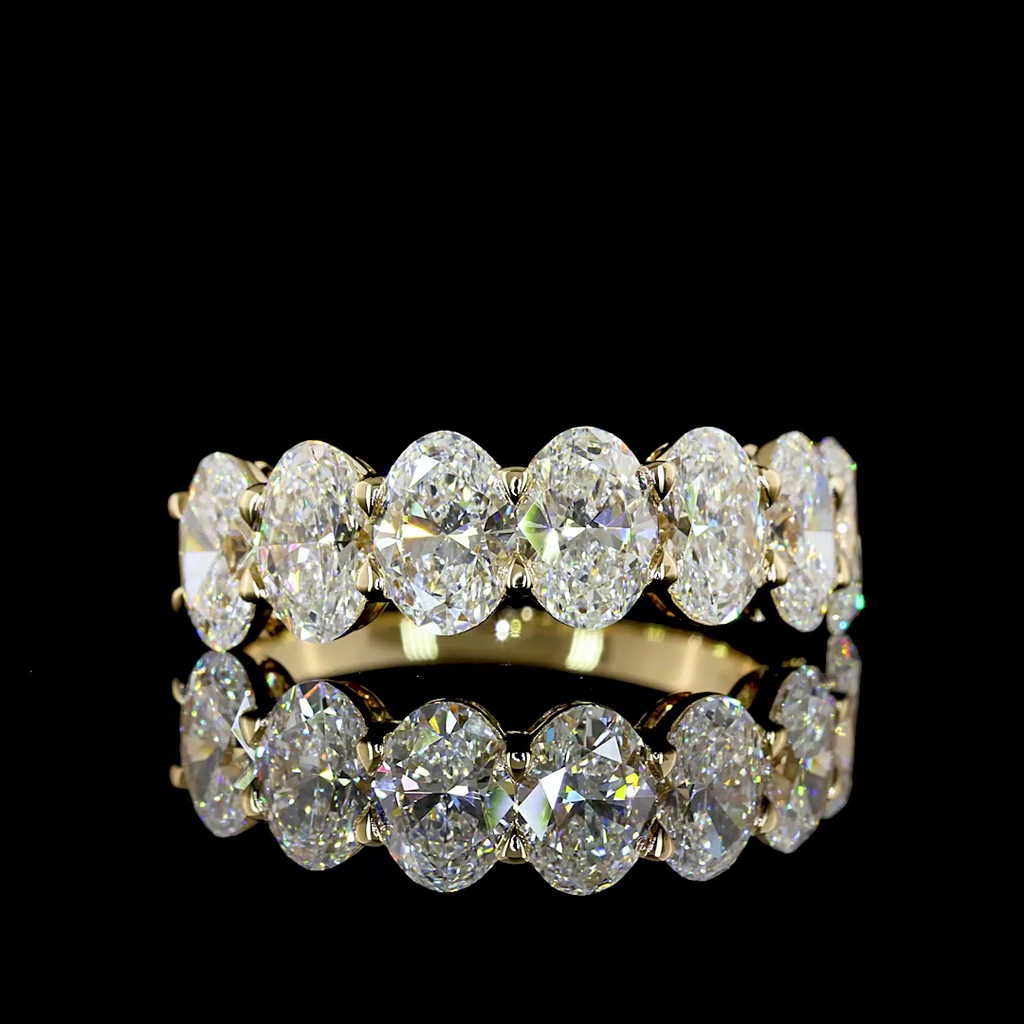 2.93 Cts 14k Yellow Gold Oval Shape 7 Stones Eternity Band