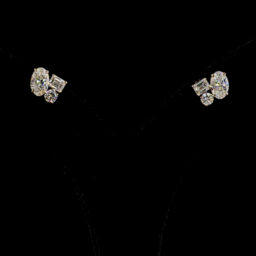 [ER14R3OV200EMPIN] 2.26 Cts 14k Rose Gold Oval Shape 3 Stones Earring