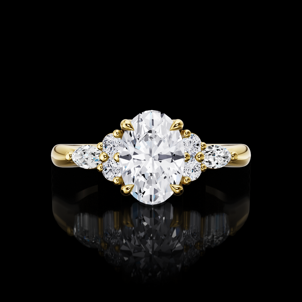 0.26 Cts 18k Yellow Gold Marquise Shape Split Shank Ring