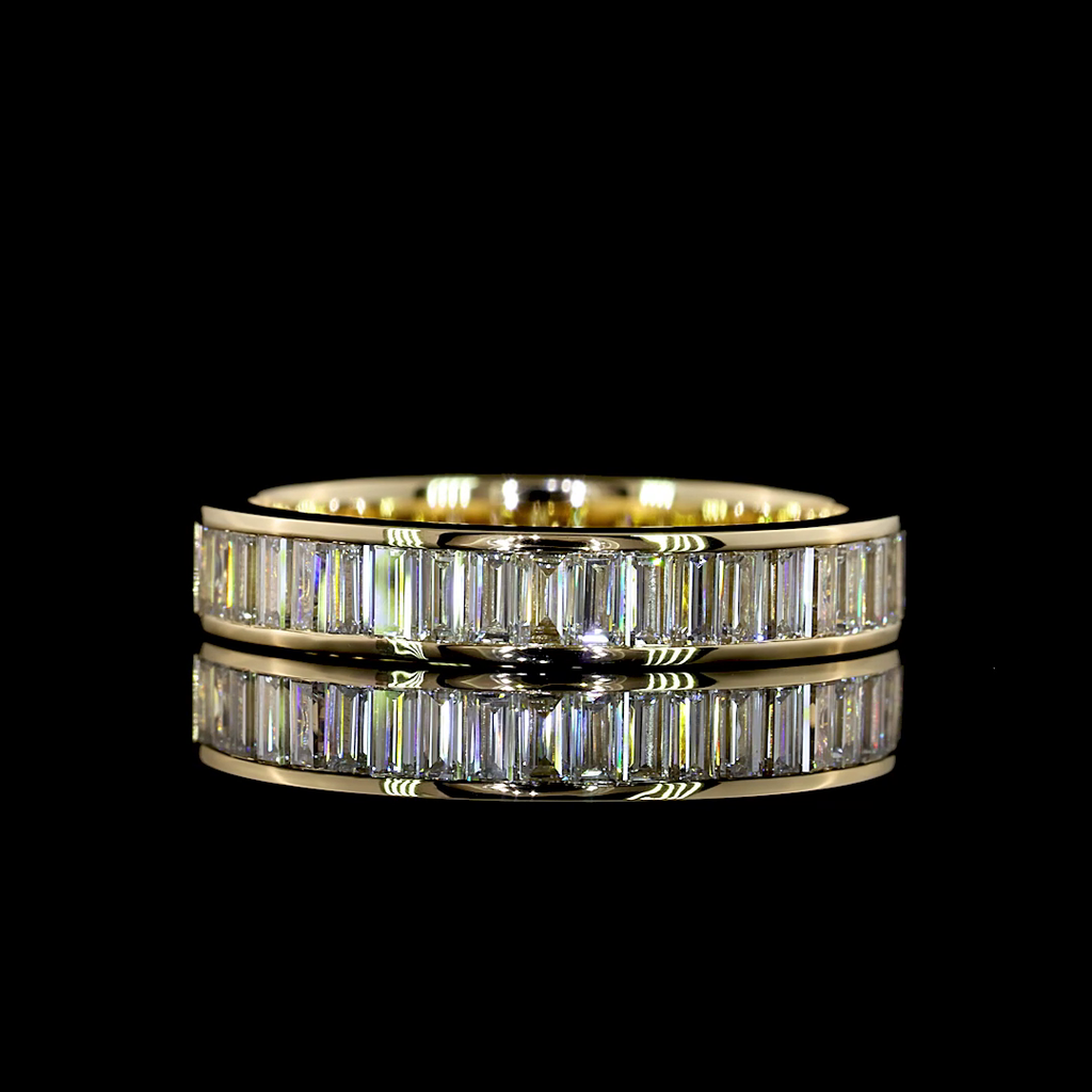 1.24 Cts 14k Yellow Gold Baguette Shape Half Eternity Eternity Band