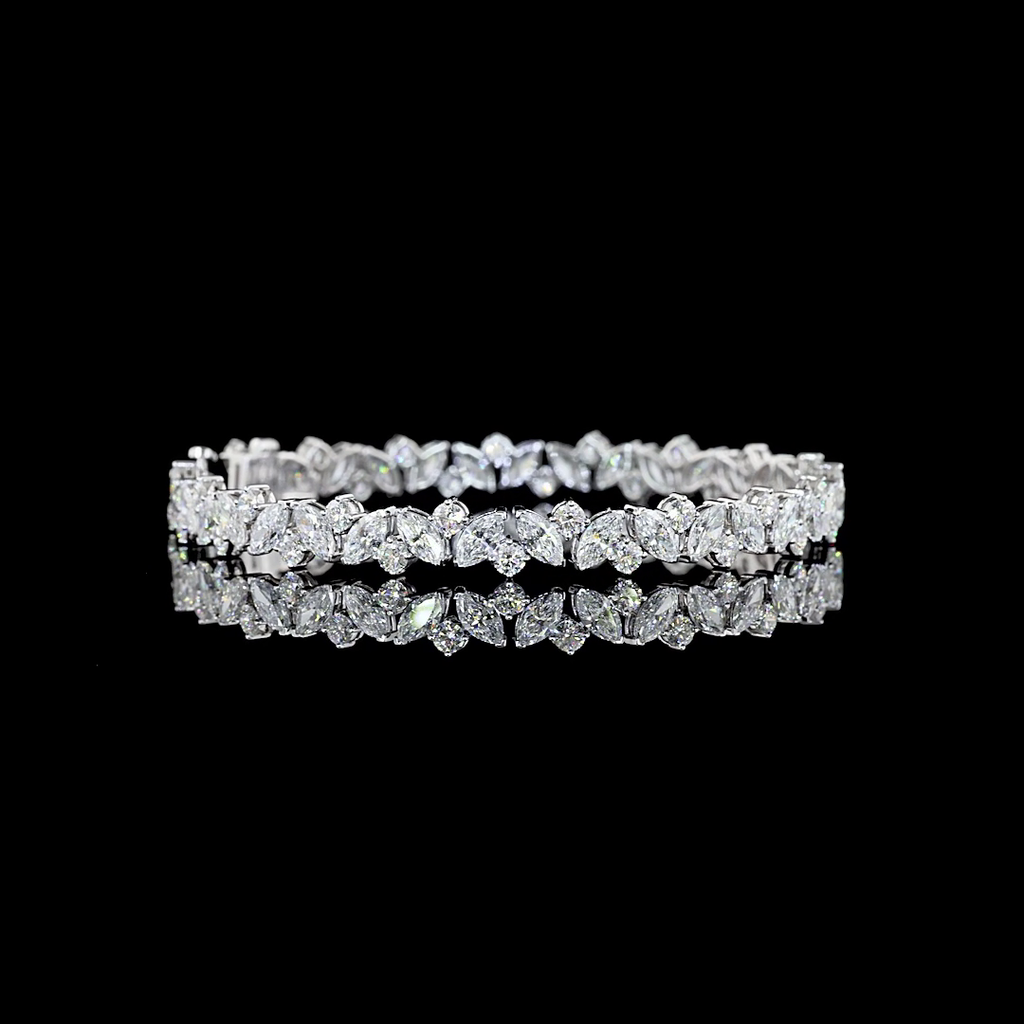 10.08 Cts 14k White Gold Marquise Shape Tennis Bracelet