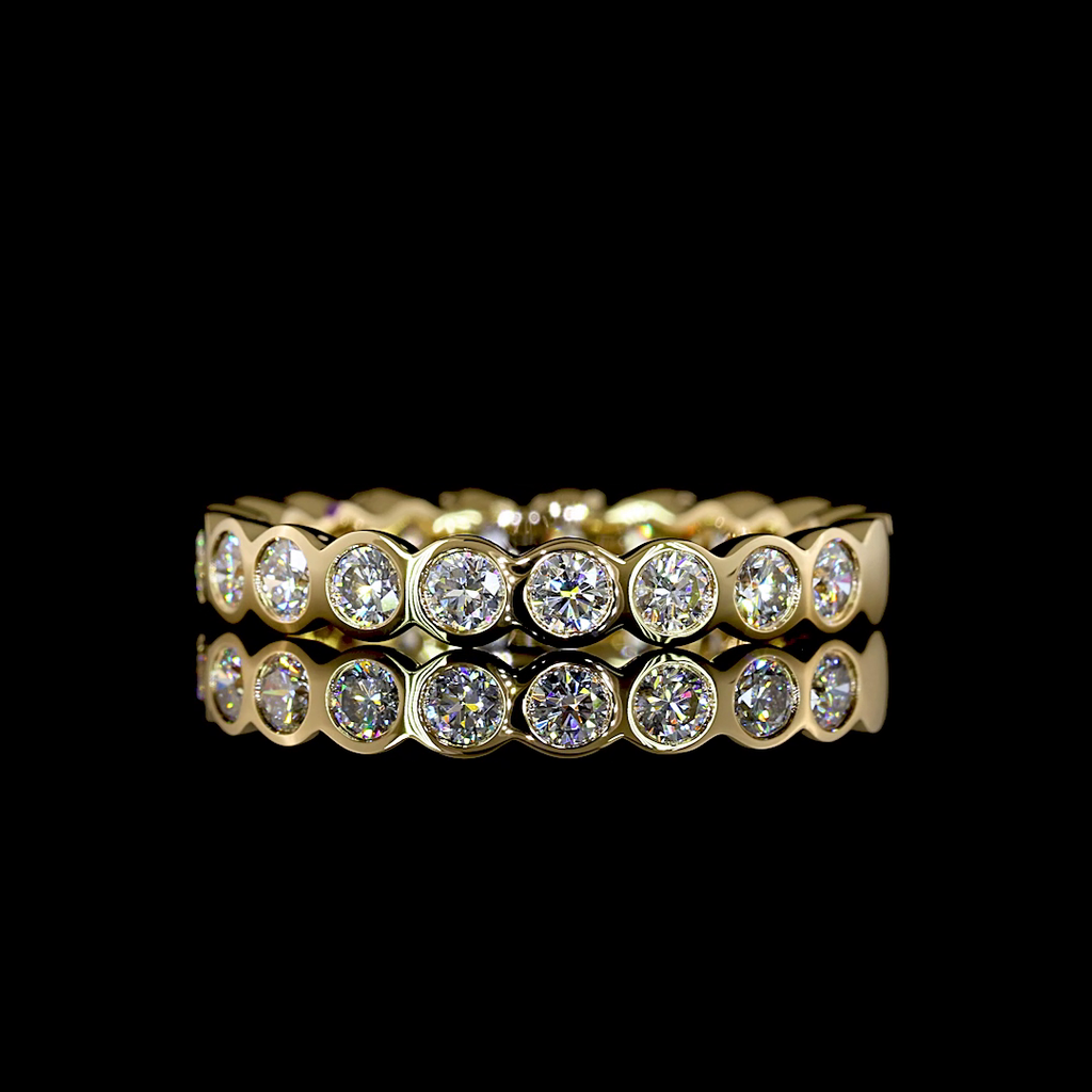 0.97 Cts 18k Yellow Gold Round Shape Eternity Band Eternity Band