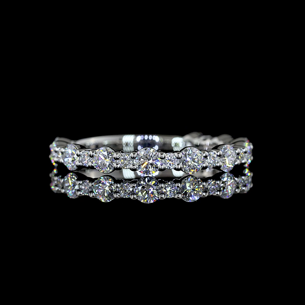 0.83 Cts Platinum Round Shape 3/4 Band Eternity Band