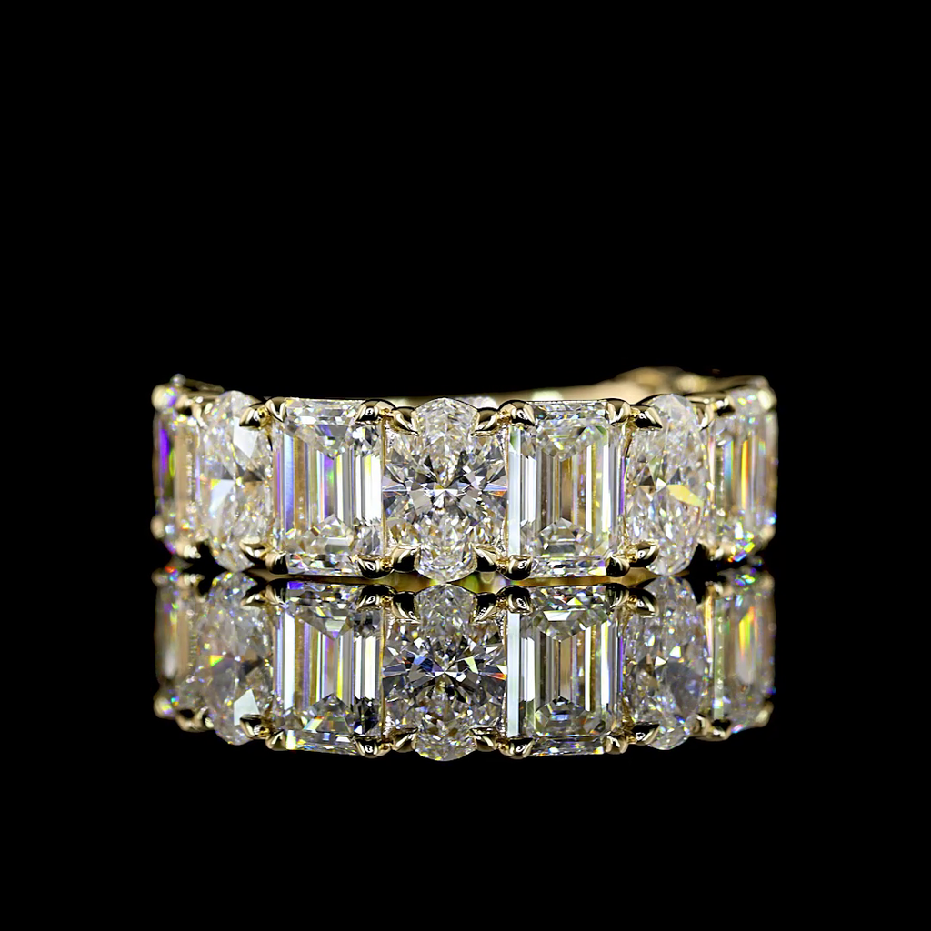 6.16 Cts 14k Yellow Gold Oval Shape 3/4 Band Eternity Band