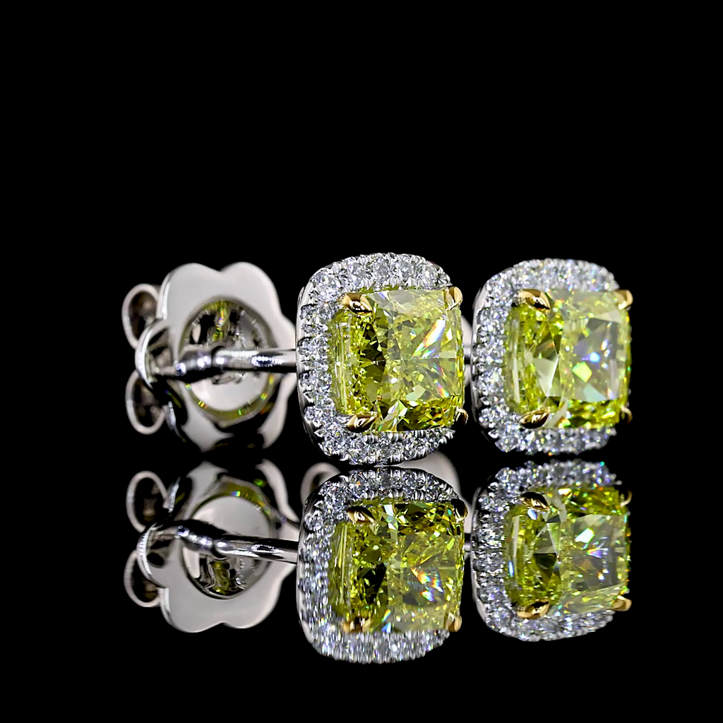 1.62 Cts Platinum Cushion Brilliant Shape Halo Studs Earring