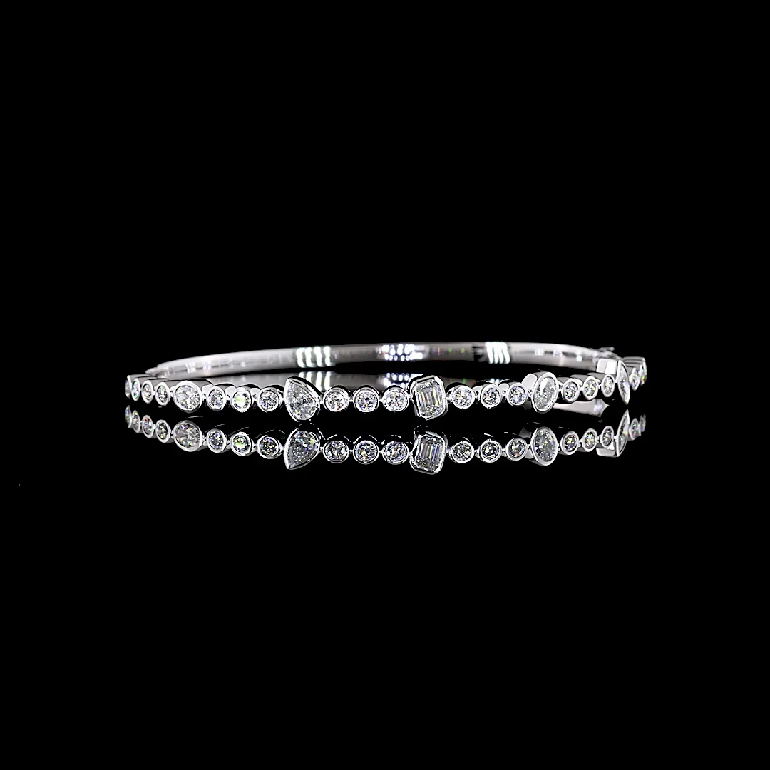 1.52 Cts 14k White Gold Mix Shape Bangles Bracelet