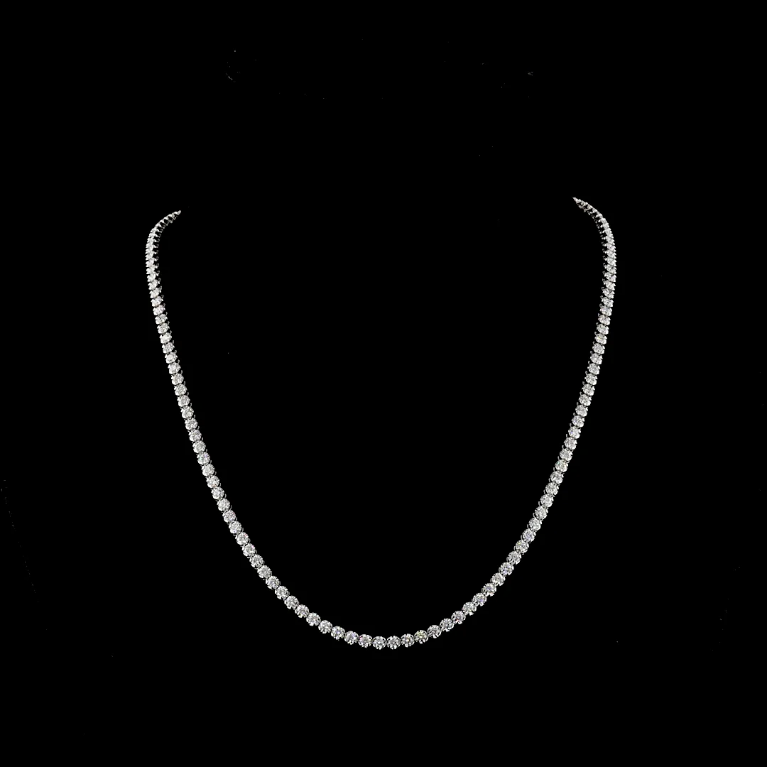 7.56 Cts 14k White Gold Round Shape Tennis Necklace