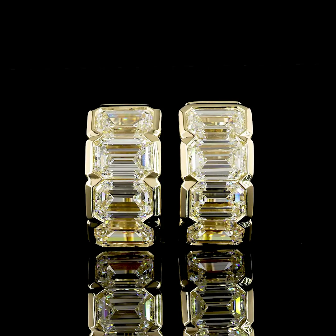 6.3 Cts 14k Yellow Gold Emerald Shape Huggies Earring