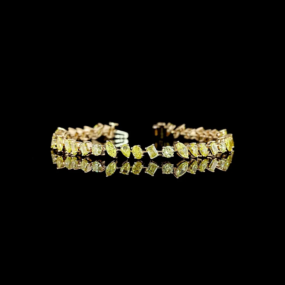 8.44 Cts 18k Yellow Gold Mix Shape Station Bracelet