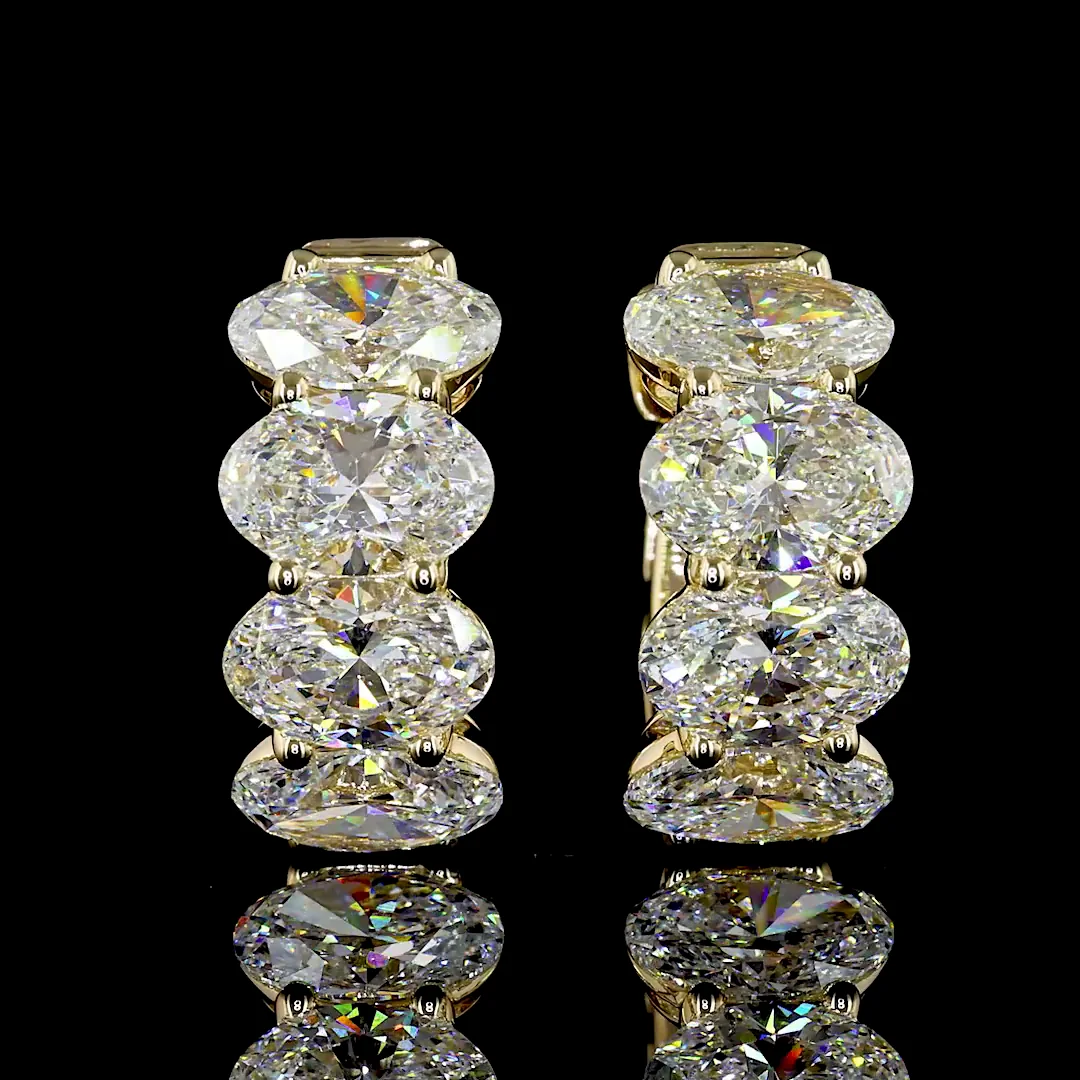 5.08 Cts 14k Yellow Gold Oval Shape Huggies Earring