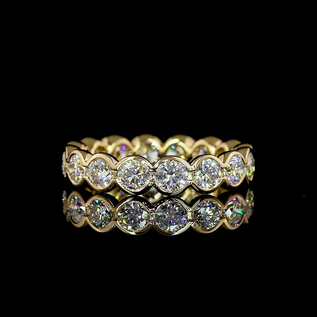 2.42 Cts 18k Yellow Gold Round Shape Eternity Band Eternity Band