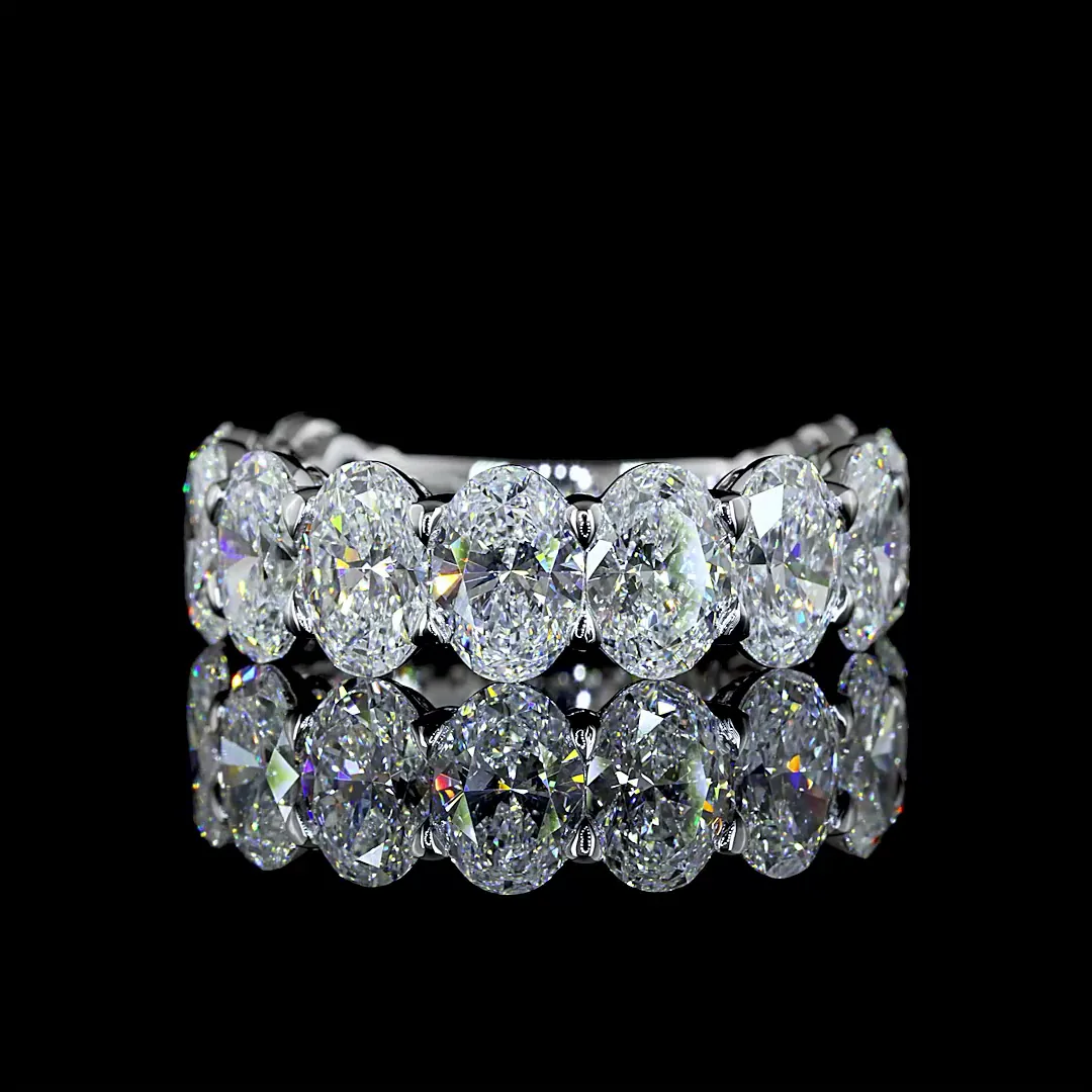 5.78 Cts 14k White Gold Oval Shape 3/4 Band Eternity Band