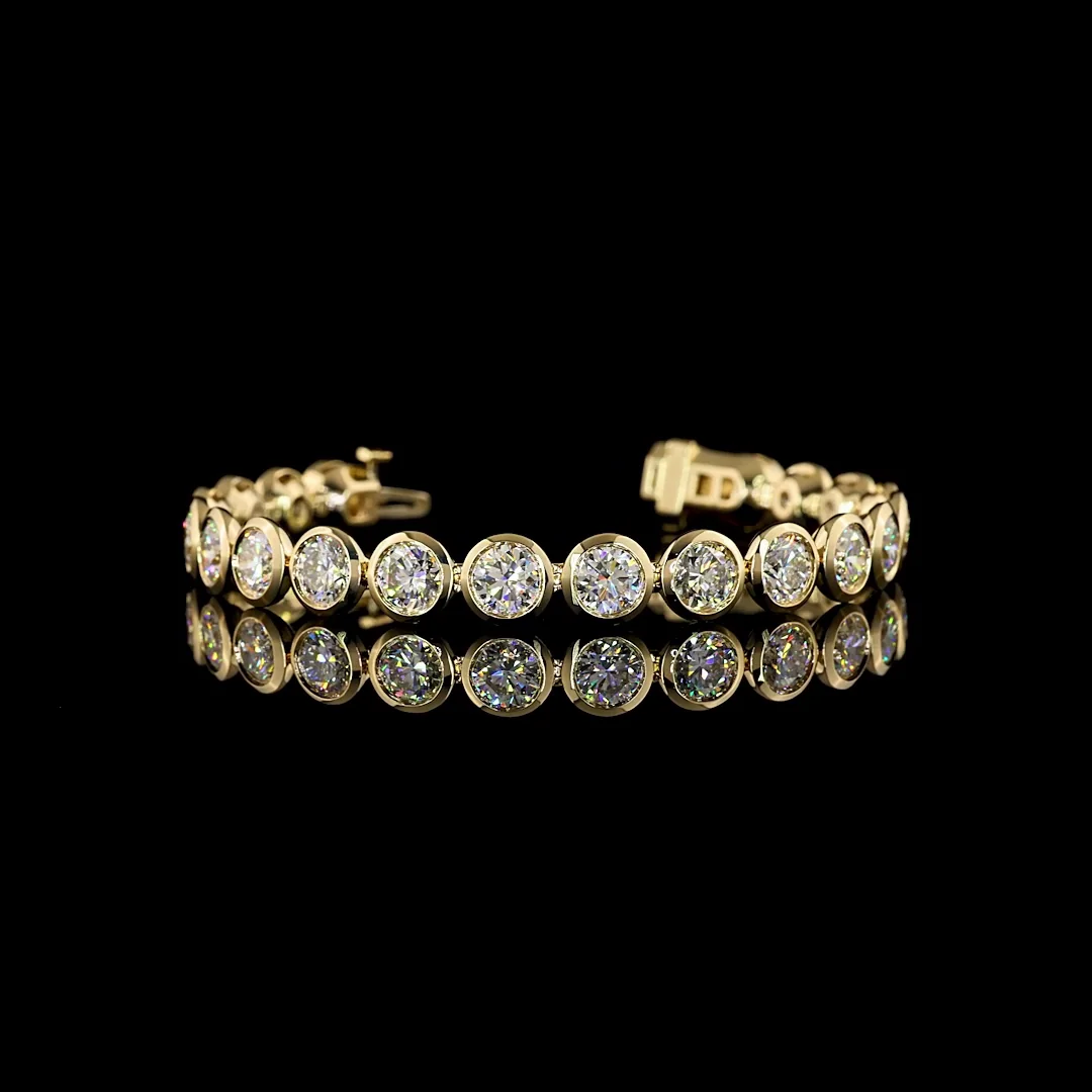 18.45 Cts 14k Yellow Gold Round Shape Tennis Bracelet