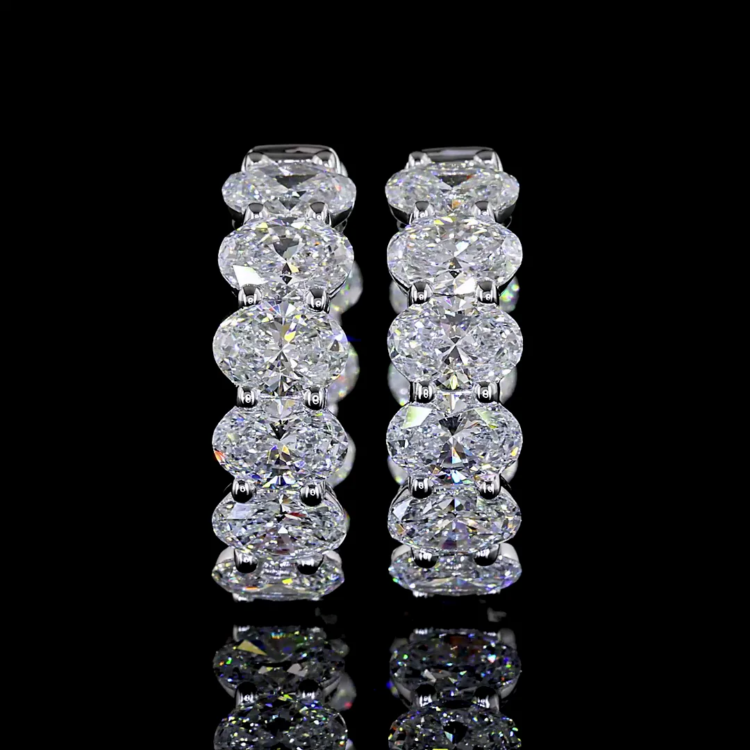 6.18 Cts 14k White Gold Oval Shape Huggies Earring