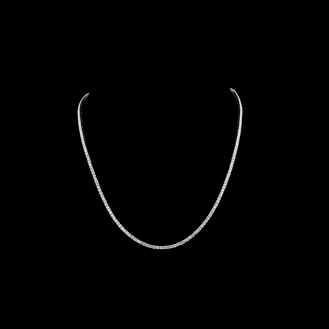5.45 Cts 14k White Gold Round Shape Tennis Necklace