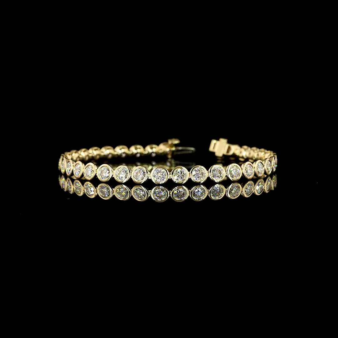 7.14 Cts 14k Yellow Gold Round Shape Tennis Bracelet