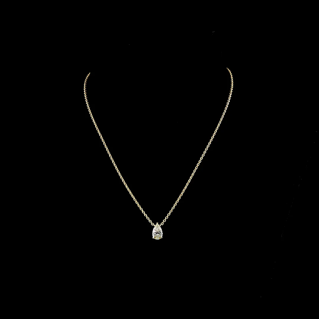 1.56 Cts 14k Yellow Gold Pear Shape Solitaire Pendant