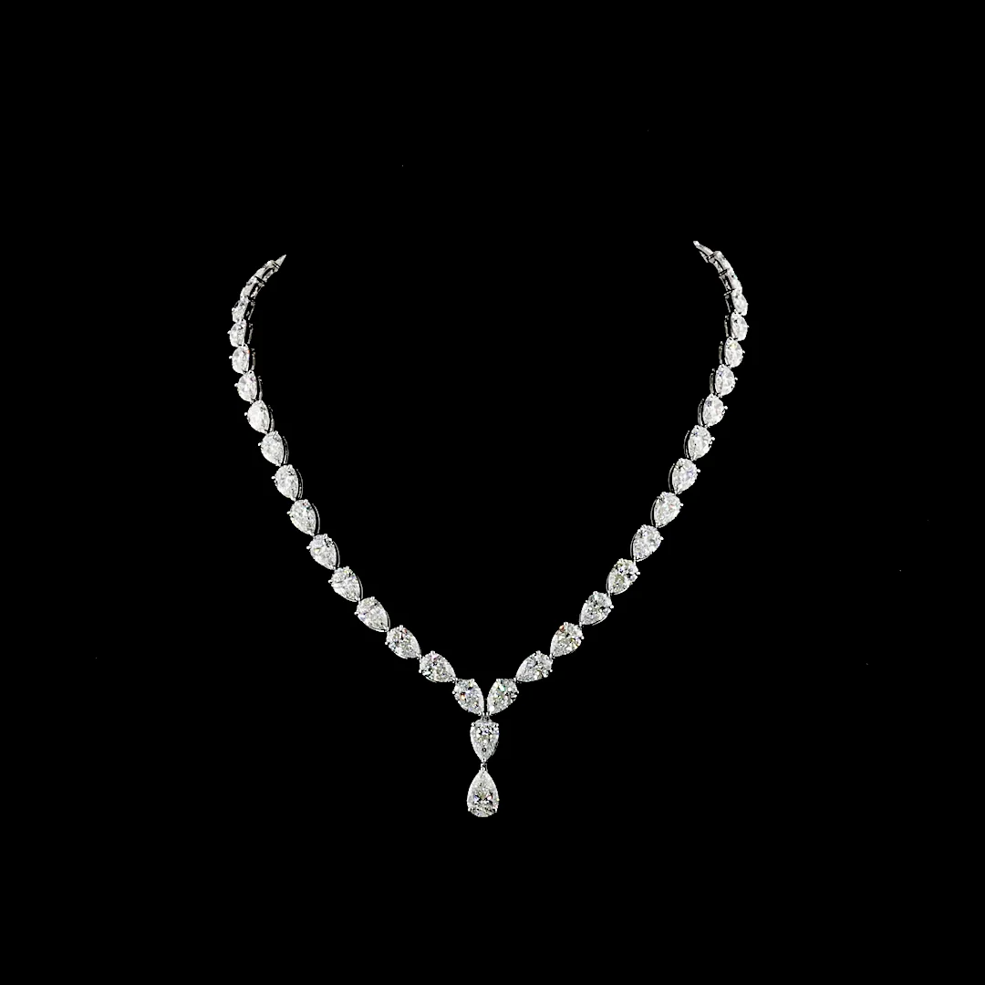 41.47 Cts 14k White Gold Pear Shape Special Necklace