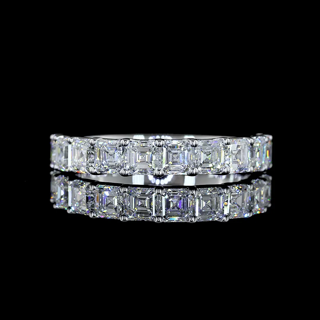 2.1 Cts 14k White Gold Asscher Shape Half Eternity Eternity Band