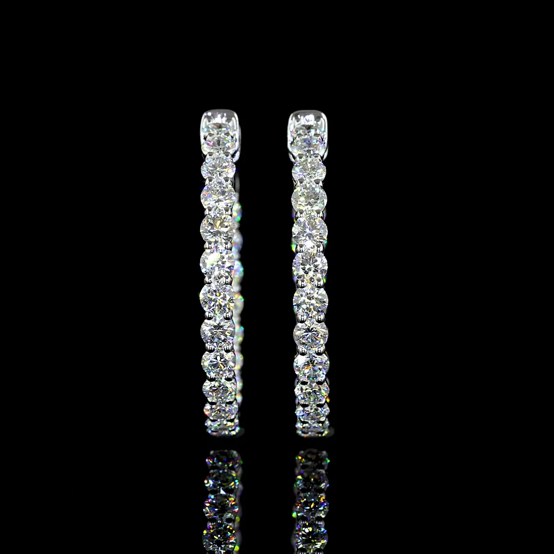 2.19 Cts 14k White Gold Round Shape Hoops Earring