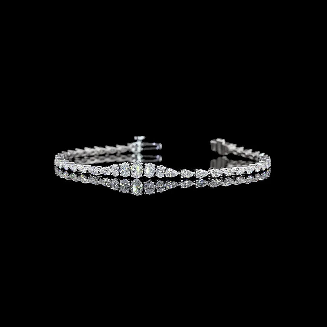 3.13 Cts 14k White Gold Mix Shape Tennis Bracelet