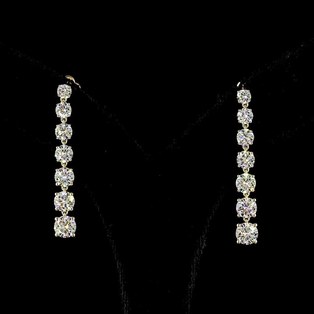 4.17 Cts 14k Yellow Gold Round Shape Hanging Earring