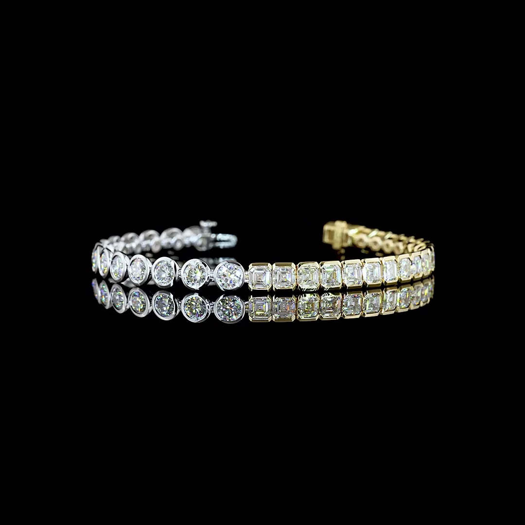 10.83 Cts 14k Two Tone Mix Shape Tennis Bracelet
