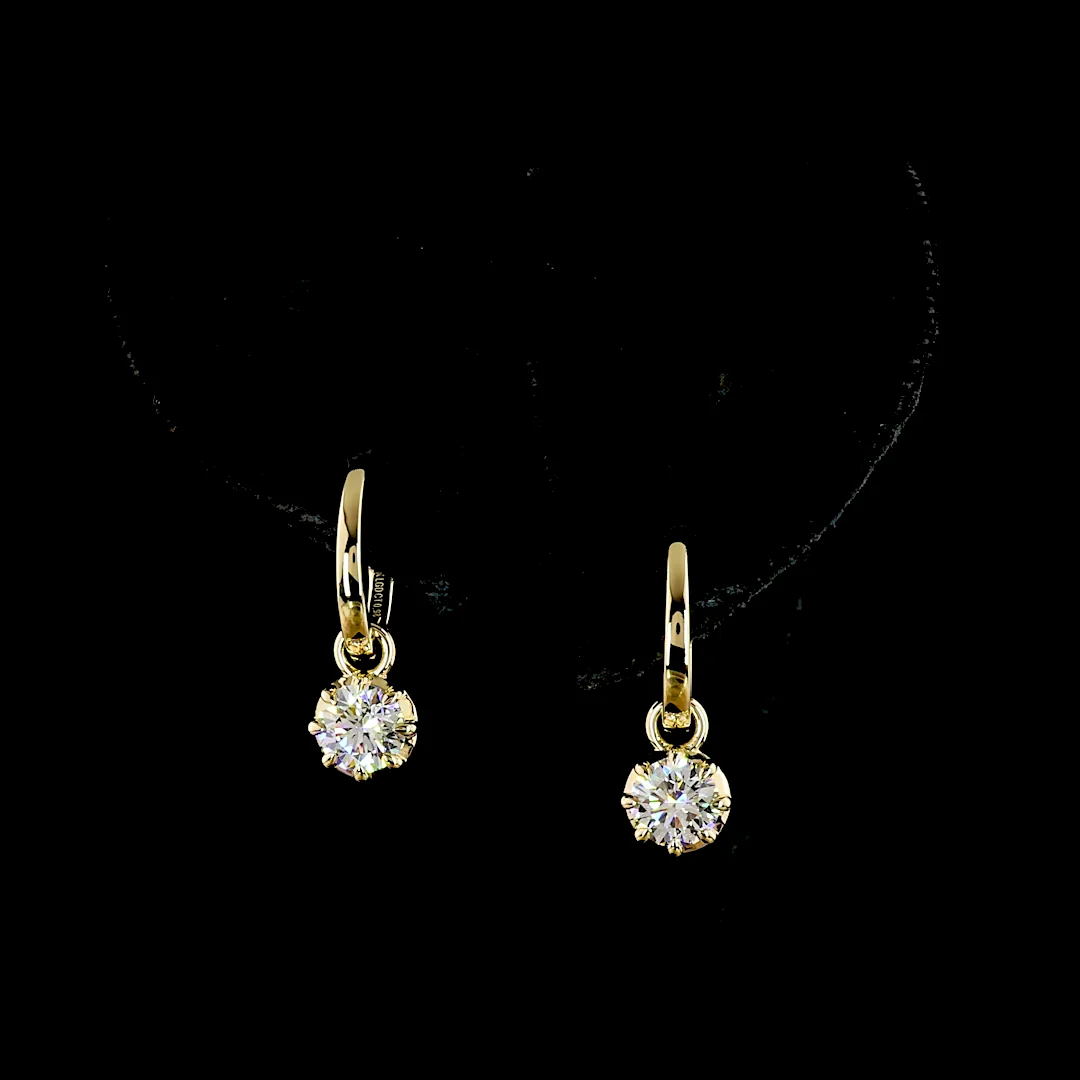 0.98 Cts 14k Yellow Gold Round Shape Hanging Earring