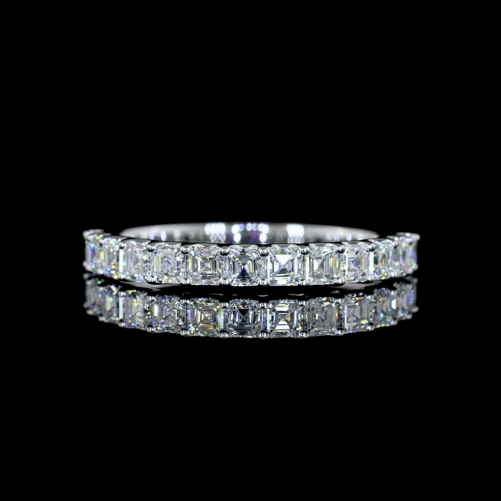 0.9 Cts 14k White Gold Asscher Shape Half Eternity Eternity Band