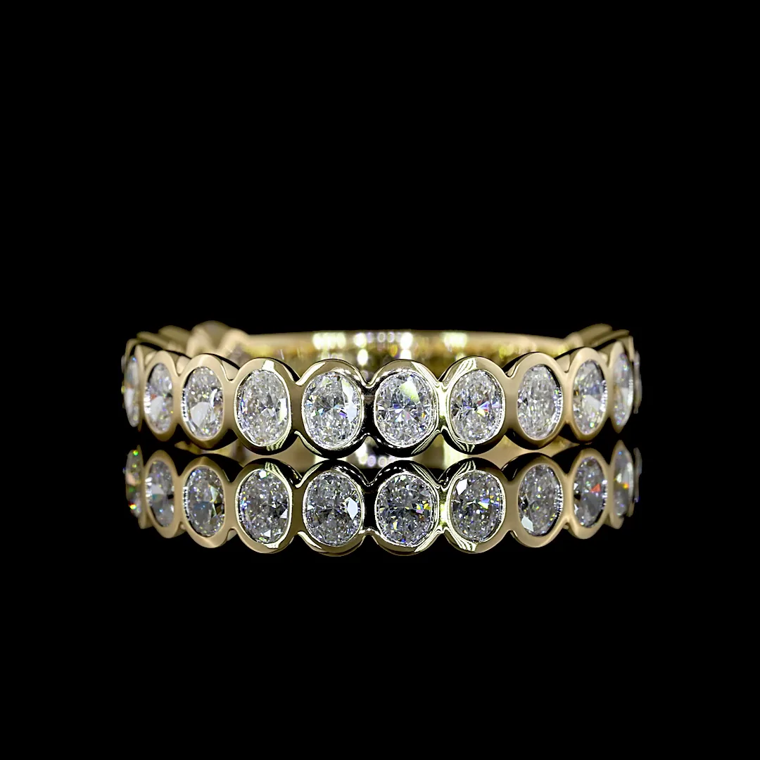0.98 Cts 14k Yellow Gold Oval Shape 3/4 Band Eternity Band