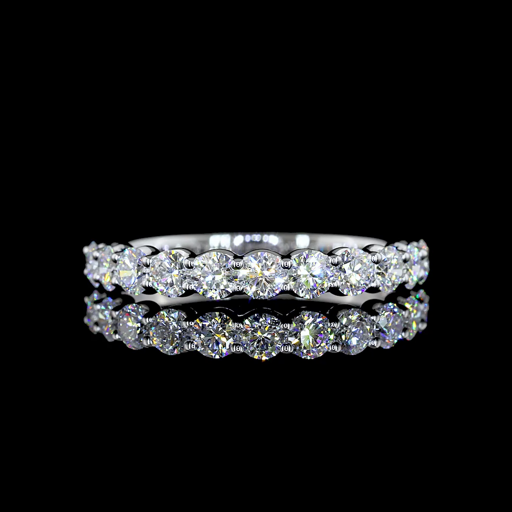 0.9 Cts 14k White Gold Round Shape Half Eternity Eternity Band