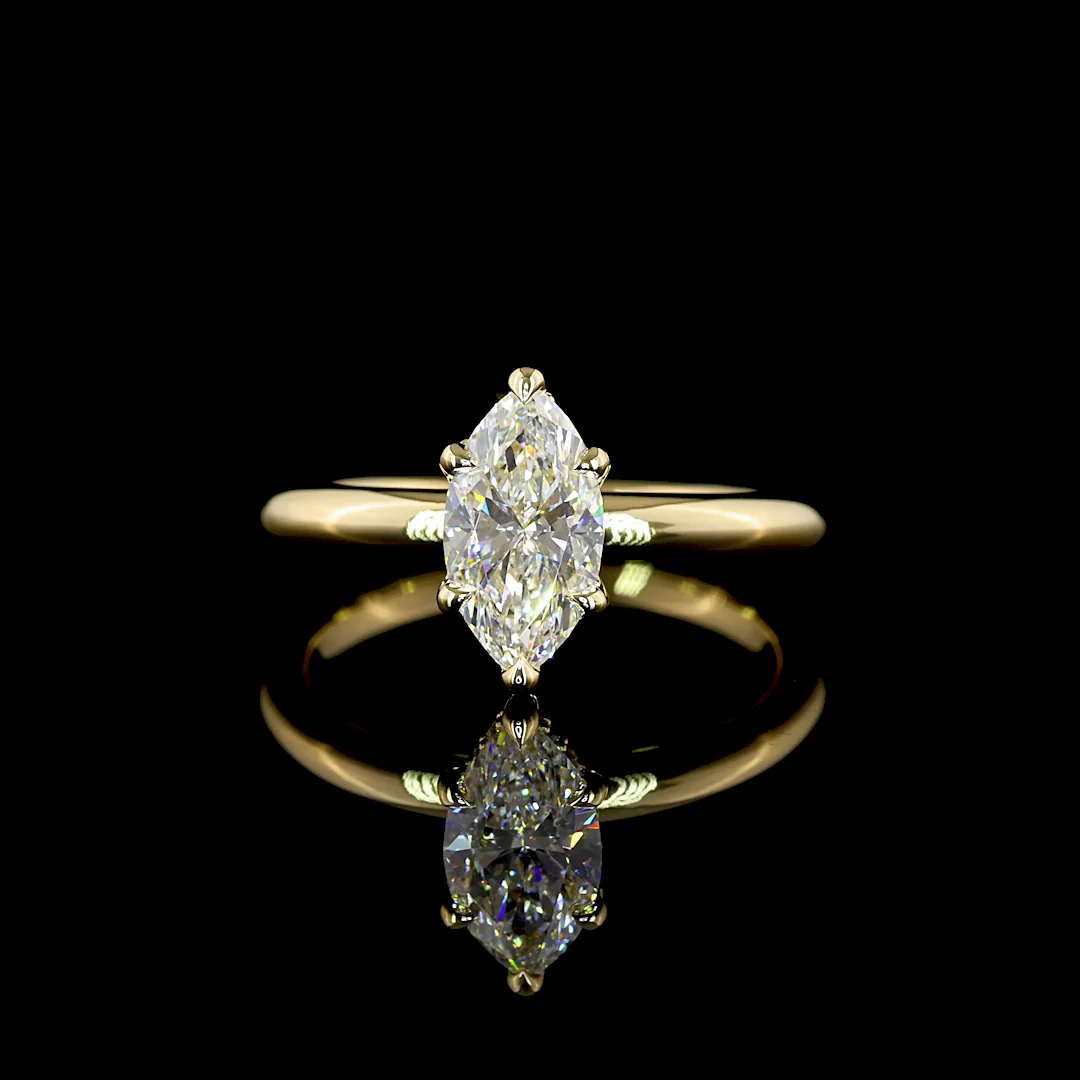 1.11 Cts 14k Yellow Gold Marquise Shape Hidden Halo Ring